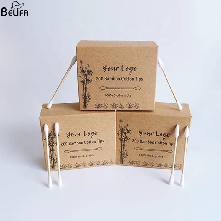 

Wholesale double head 200pcs eco friendly degreasing q-tips pointed organic sterile wooden stick bamboo cotton ear buds swabs