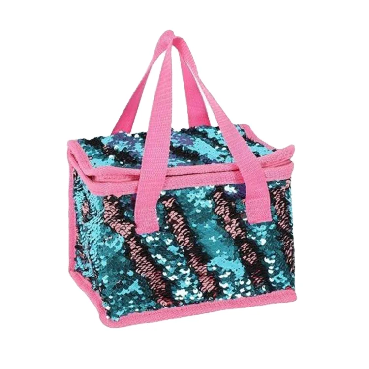 

Wholesale Reversible Sparkly Sequin Cooler Bags Lunch Insulated Bag Tote Bag, Silver/ gold/pink/green....