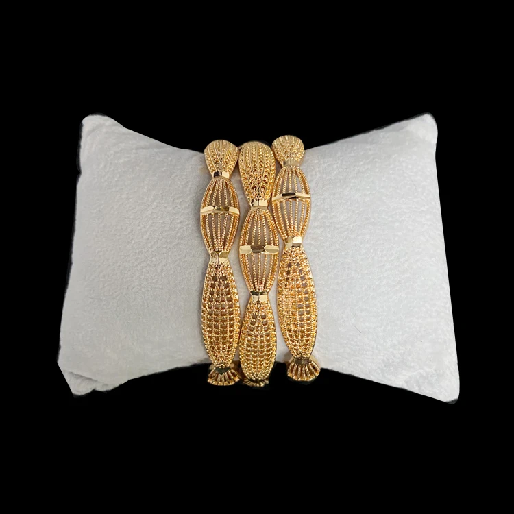 

Africain Hight Quality China Mothers Day Charm Dubai Cuff Filled Custom Bangle 2021 Plated 24K Women Gold 18K Beads Bracelet Set, Gold color
