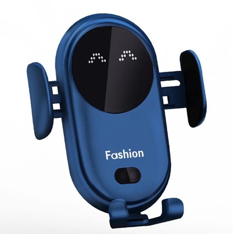 

Smile Face Car Wireless Charger Smart Sensor Fast Charge Wireless Car Automatic Mount Holder Charger For IOS Android phones, Red ,black ,yellow ,blue