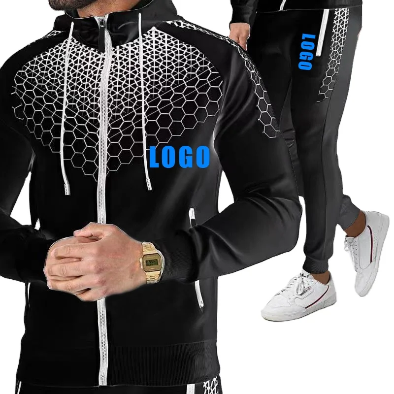 

High Quality Printing Sportswear Men's Football Sets Zipper Tracksuit Sweatsuit Sets Oversized Sweatsuit, Picture shows