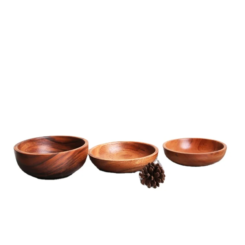 

Dia8*3.5cm Sauce Server FREE Tableware Acacia Wood Salad Serving Custom Logo Cooking Wooden Bowl, Tea