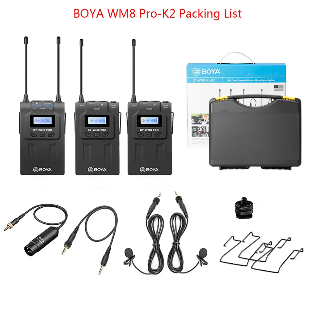 

BY-WM8 Pro K1 k2 condenser Wireless Mic Microphone System Audio Video Recorder Receiver for DSLR Camera