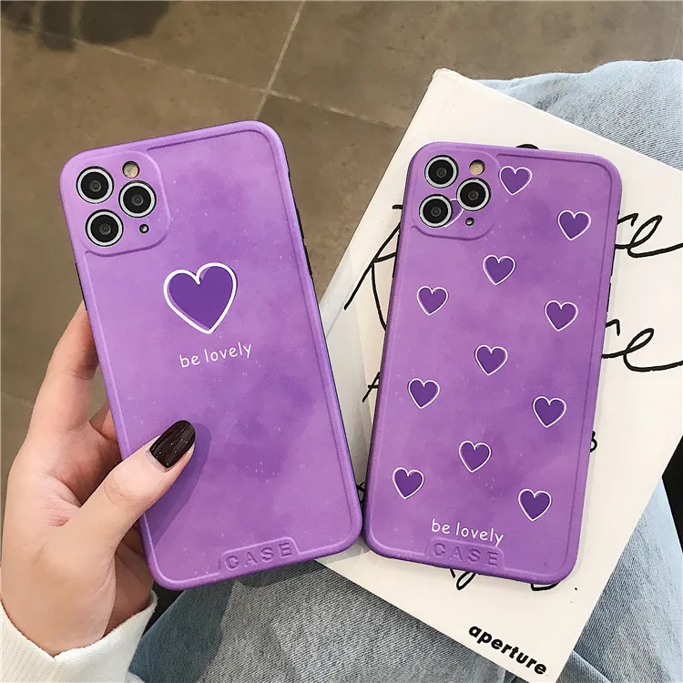 

HOCAYU Fashion Purple phone case for iphone 11 pro max xs xr 7 8 plus, Girl Heart Fundas Soft Mobile Back Cover