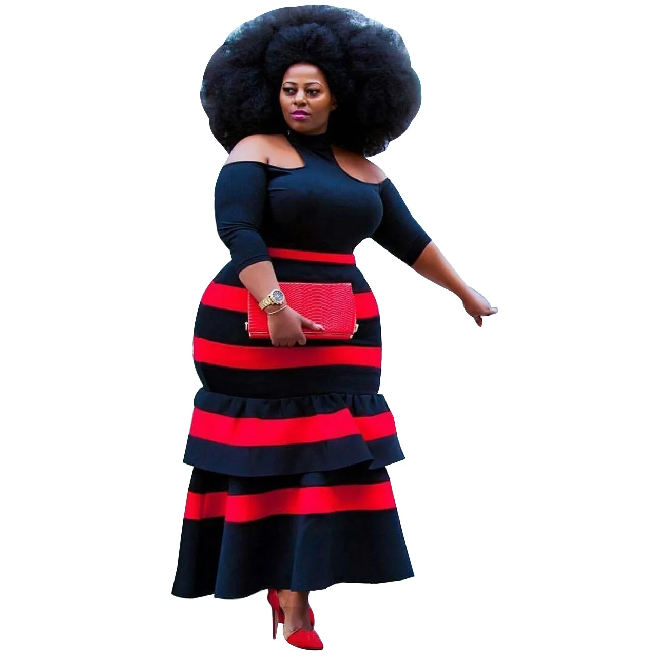 

5xl Vintage Woman Long Dress Ruffles Splice Women Dresses Sexy Plus Size Women Clothing