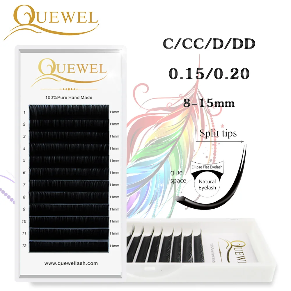 

Quewel 2019 Hot Selling Soft Flat Eyelash Extension Of Eyelash Extension And Wholesale Ellipse Flat Eyelash Extension For Salon, Natural black