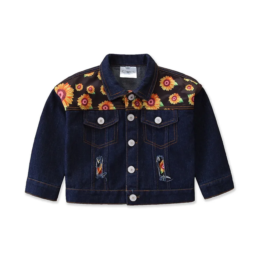 

B54267A Children fashion printed jacket little girls spring autumn new denim coat, As picture