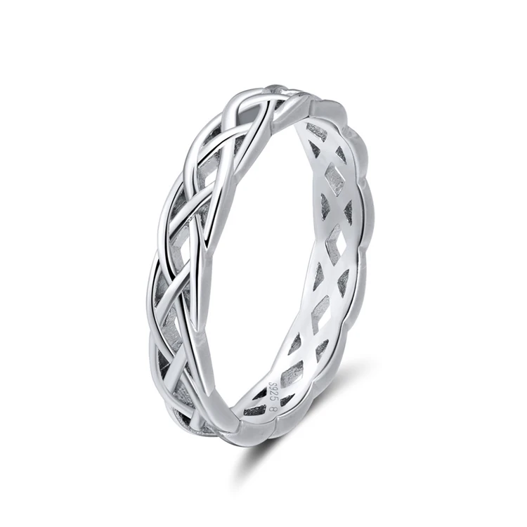 

Wholesale Unique Design Sterling Silver Round Wedding Band Fashion Custom Double Wrap Twist Ring For Women