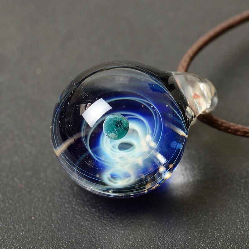 

New design Beautiful Ball Galaxy Glass Necklace Handmade Nebula Glazed Cosmic Universe Necklace, As pictures