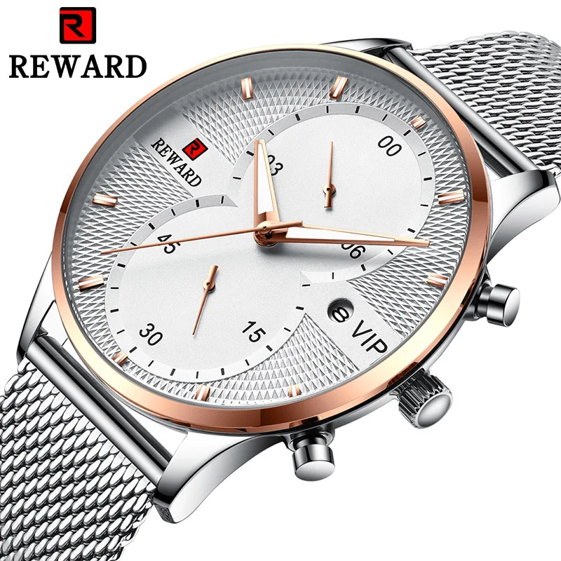 

REWARD RD82001M Mens Watches Top Brand Luxury Men's Casual Waterproof Watch Men Ultra-thin Business Quartz Clock Male Watch Gift