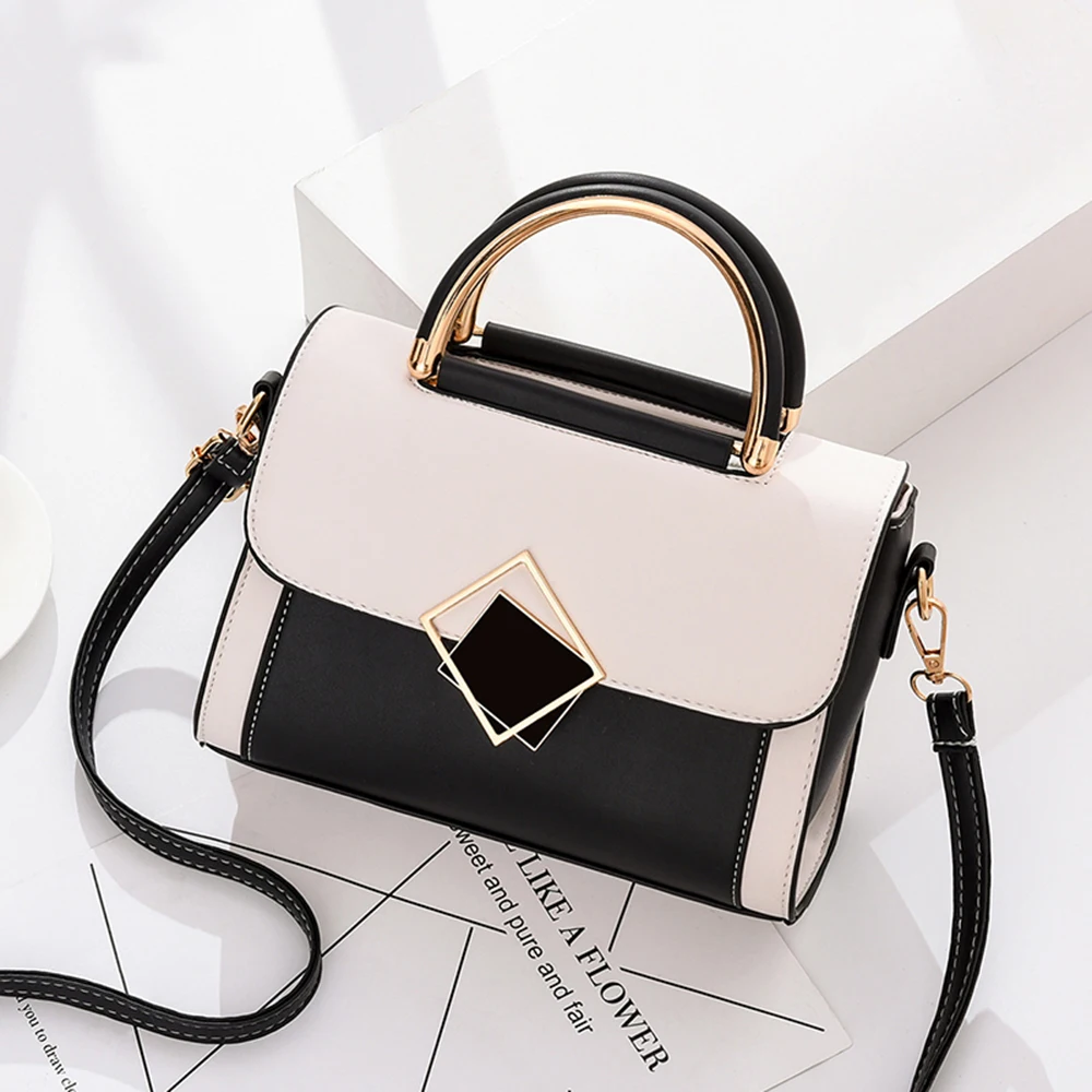 

Ladylike luxurious ladies mulit color customization D Handle Bags cow leather handbag, Color matching