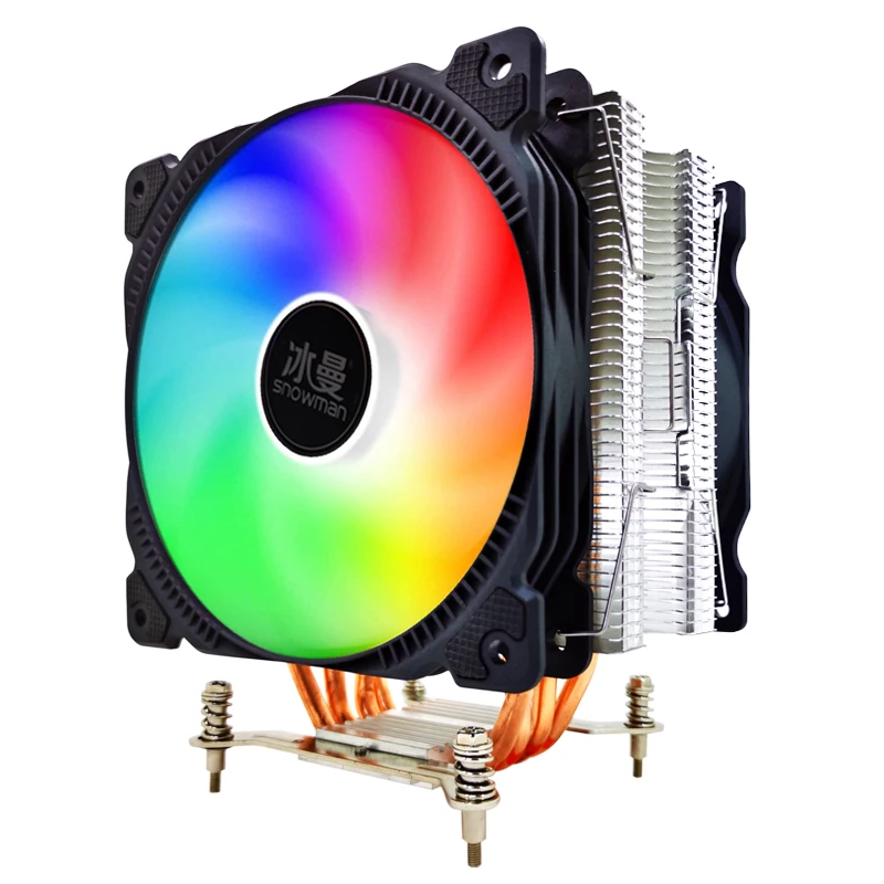 Snowman 4 Heat Pipes Cpu Cooler Rgb 120mm Pwm 4pin Pc Quiet For Intel