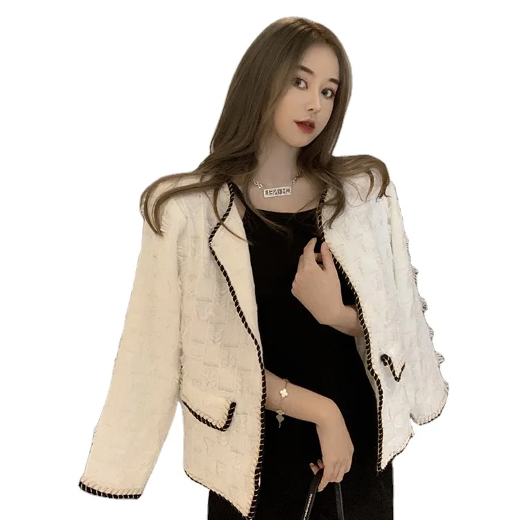 

Spring and Autumn Top Autumn Long Air Design Sense Korea Sense Knit Style Ladies Short Jacket