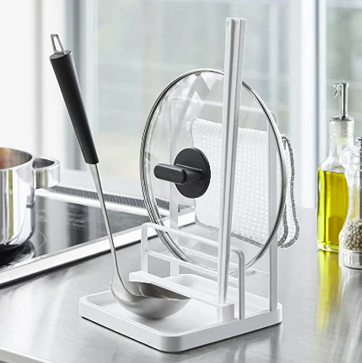 

Cutlery Rack Small Metal Kitchen Tool Storage Rack Standing Pot Lid and Spoon Rack