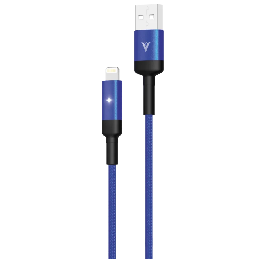 

Hot Selling Canble Zinc Alloy Line VONK V18 Quick Charging Cable Led Blue Light USB Mobile Phone Data Line