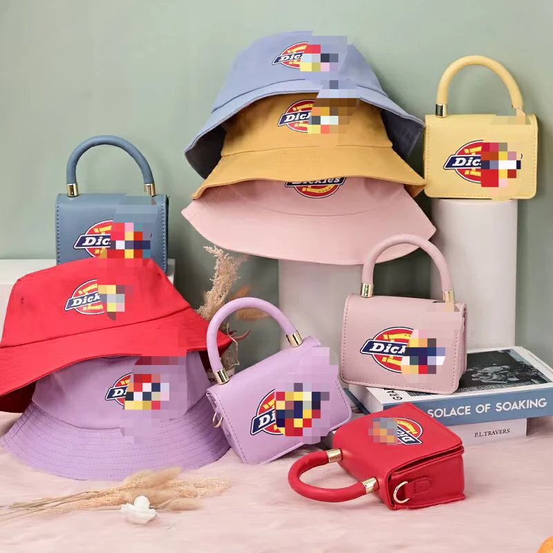 

2021 New arrival famous designer mini crossbody handbags matching hats fashion small PU shoulder purses and bucket hat set, Rich