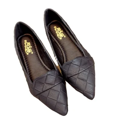 

New formal shallow mouth women's pointed flat sole single shoes Pu flat heels
