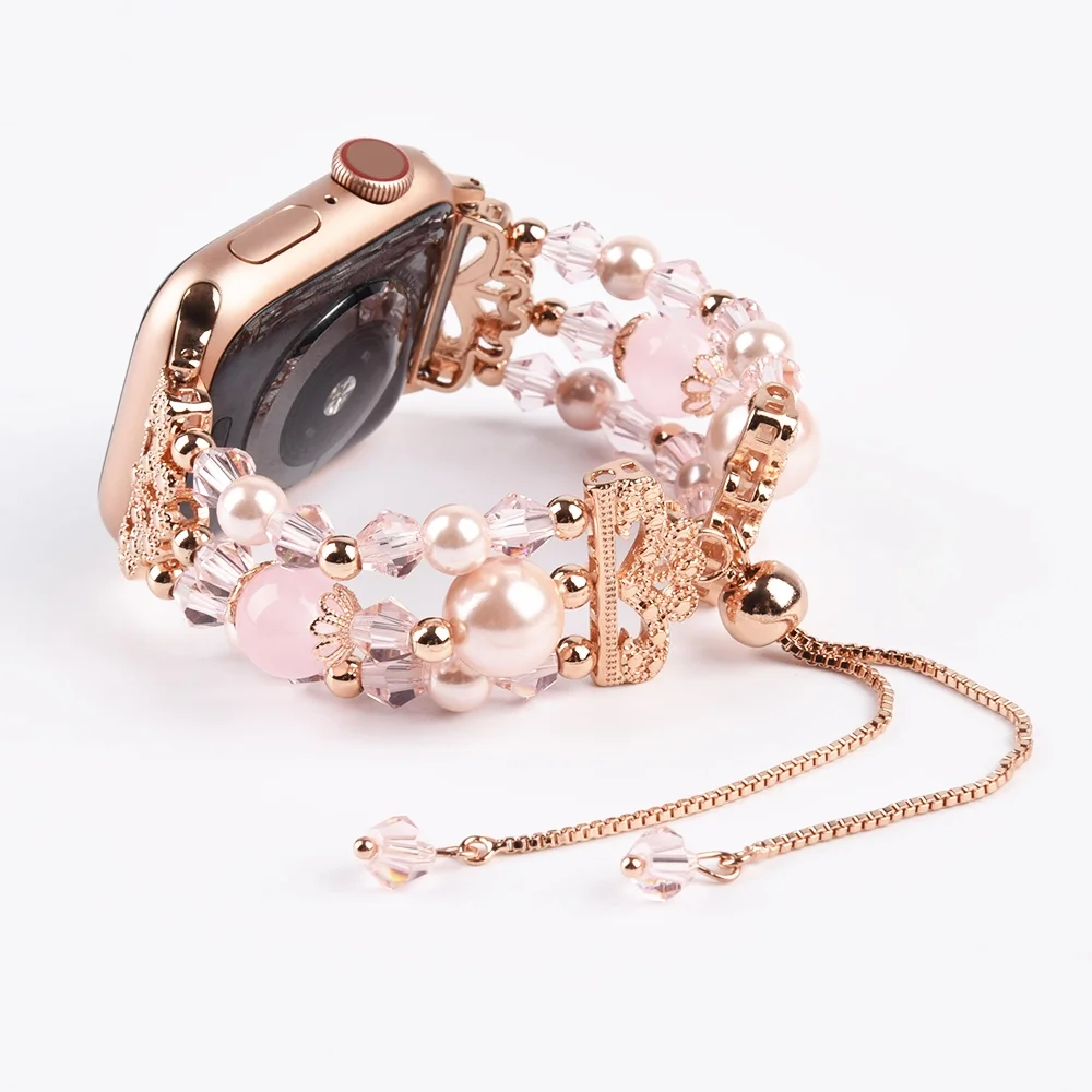 

For Apple Watch Charm Band New Agate And Pearl 38/42Mm Jewelry Watch Band With Adapter For Apple Iwatch Watch Charm Band, 3 colors are available