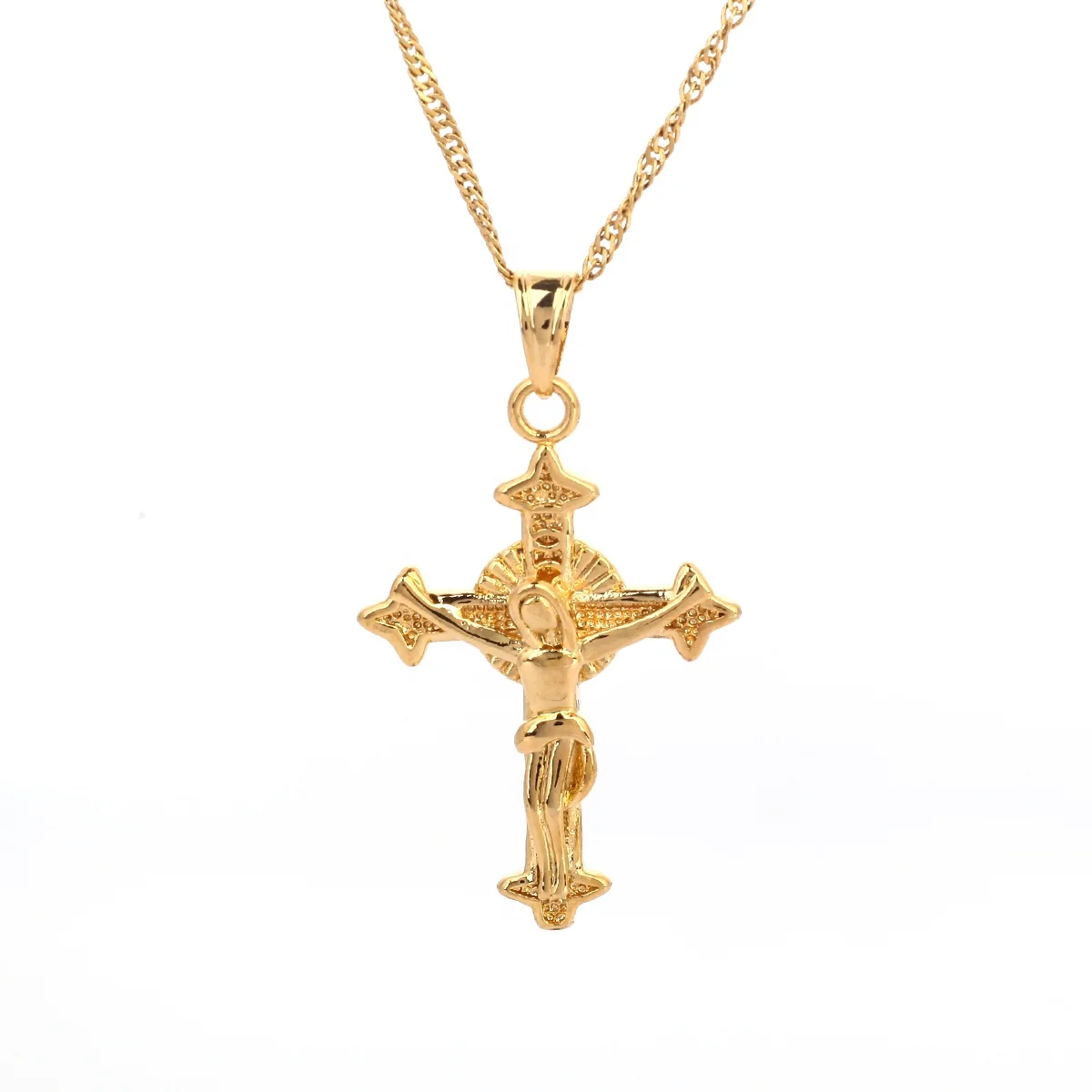 

Gold Color Jesus Head Cross Pendant Necklace For Women Men Christian Crucifix Jewelry