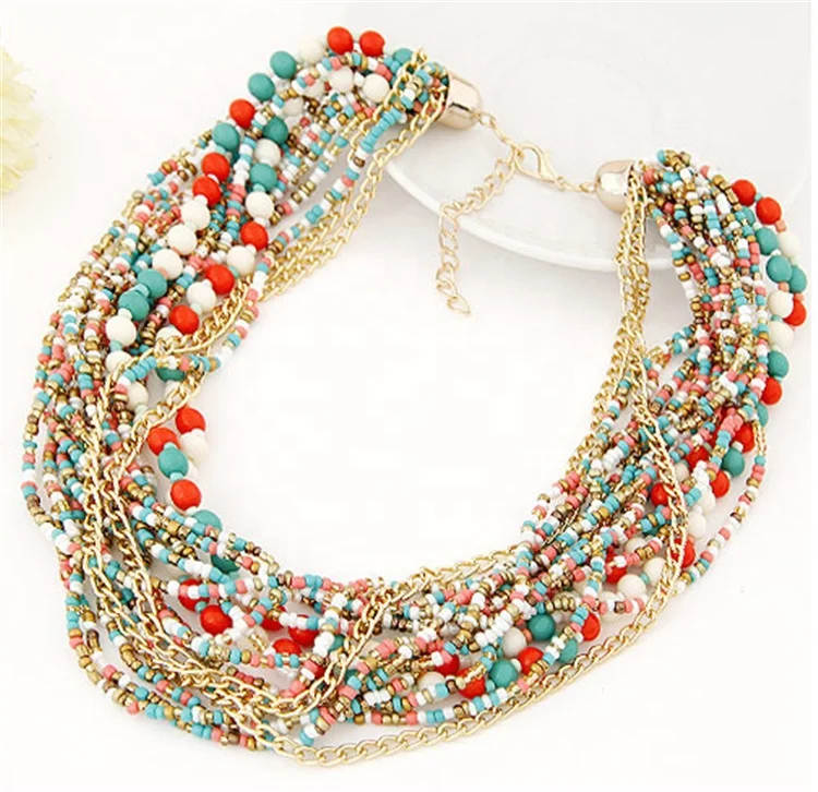 

Vintage Bohemian Big Statement Beads Chain Tassel Necklaces for Women Jewelry Handmade, Picture