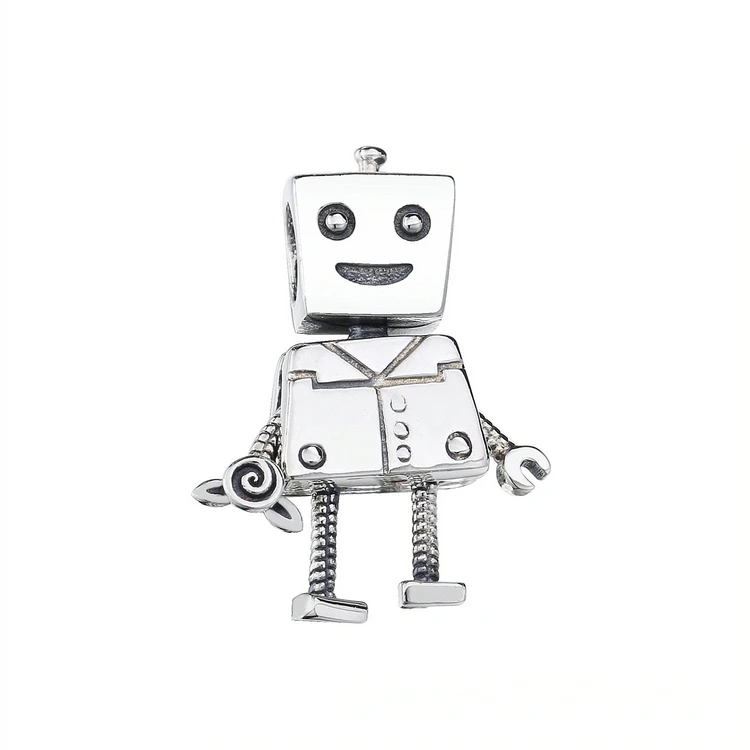 

2020 new arrival sterling silver beads robot charm pendants for jewelry making