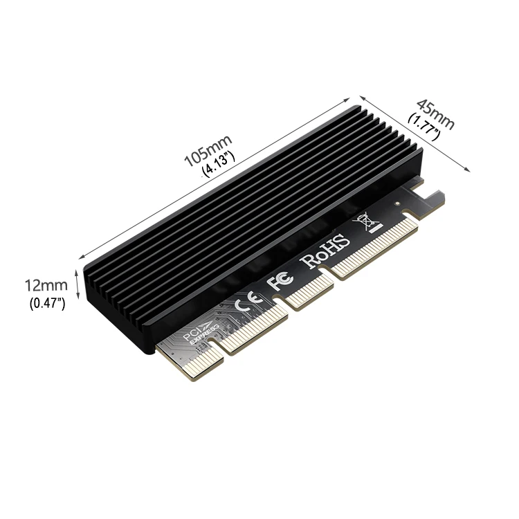 

Hot Selling M.2 NVMe SSD M2 Adapter to PCIE 3x16 Converter Card with M Key Interface for 2230 2242 2260 2280 SSD, Black