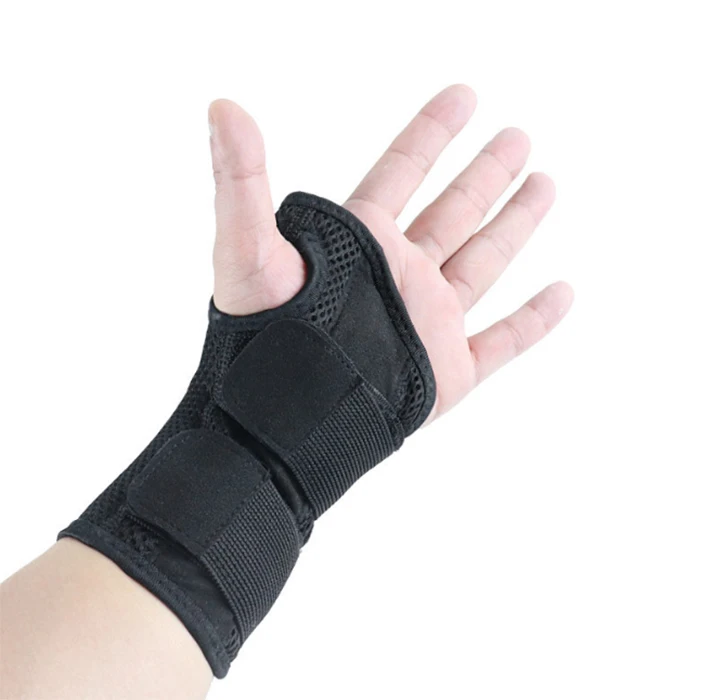 

Removable Wristband Steel Wrist Brace Support Arthritis Sprain Carpal Tunnel Splint Wrap Adjustable Wrist Pain Bracers, Black