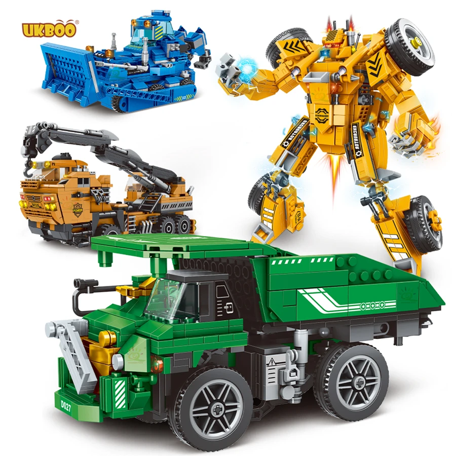 

Free Shipping 2022 Mechanical Engineering Variable Assembled Robot Building Block Car Robot Building Blocks Toy