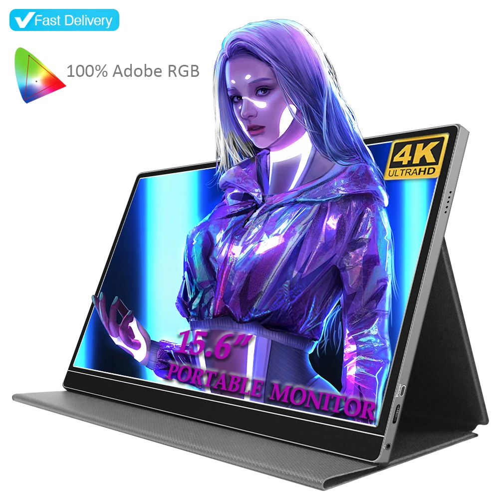 

Sibolan 15.6 inch portable monitor type-c usb 500 brightness 100% color gamut monitor pc 4k lcd monitor screen for ps5