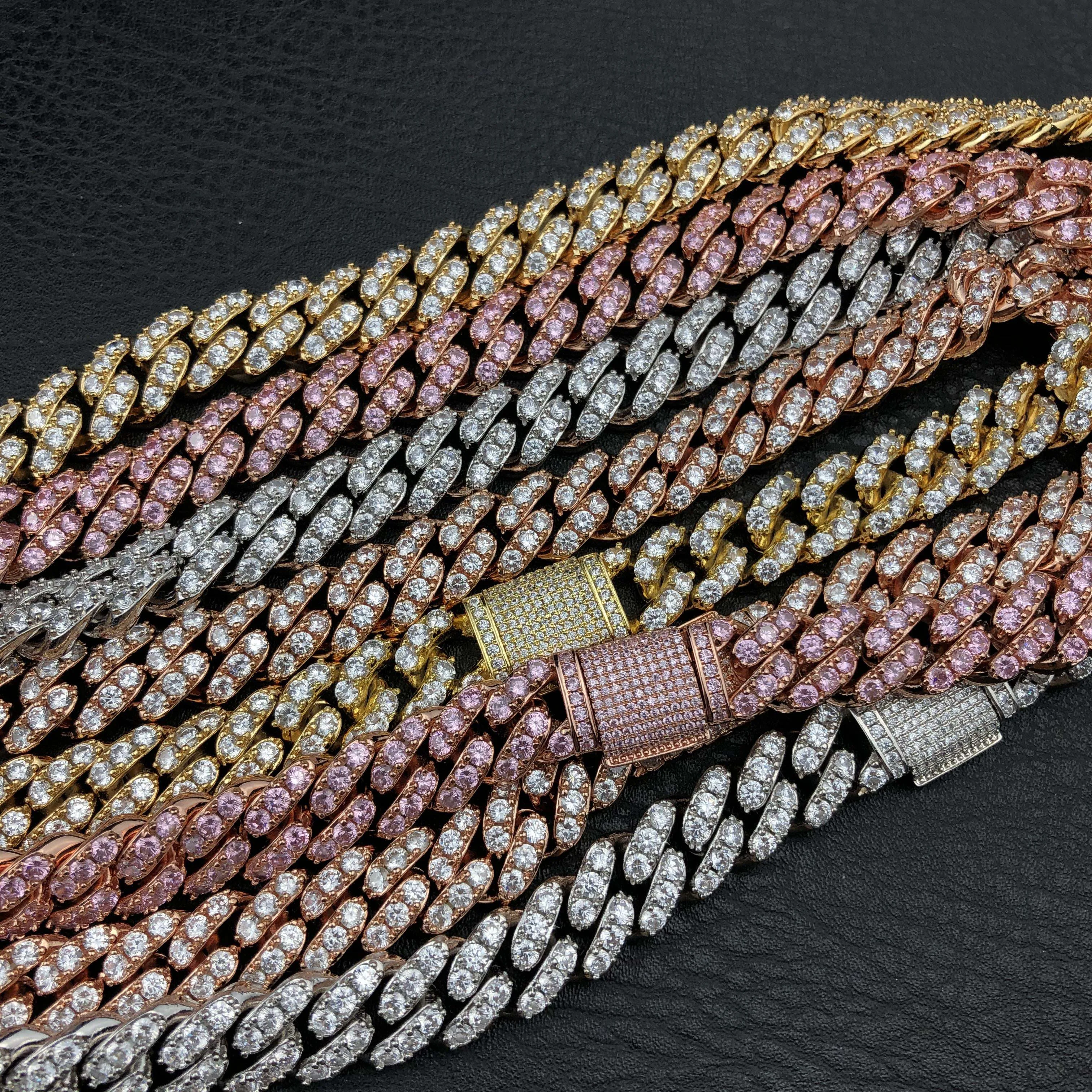 

12mm 925 Sterling Silver Iced Out VVS Moissanite Diamond Cuban Link Chain
