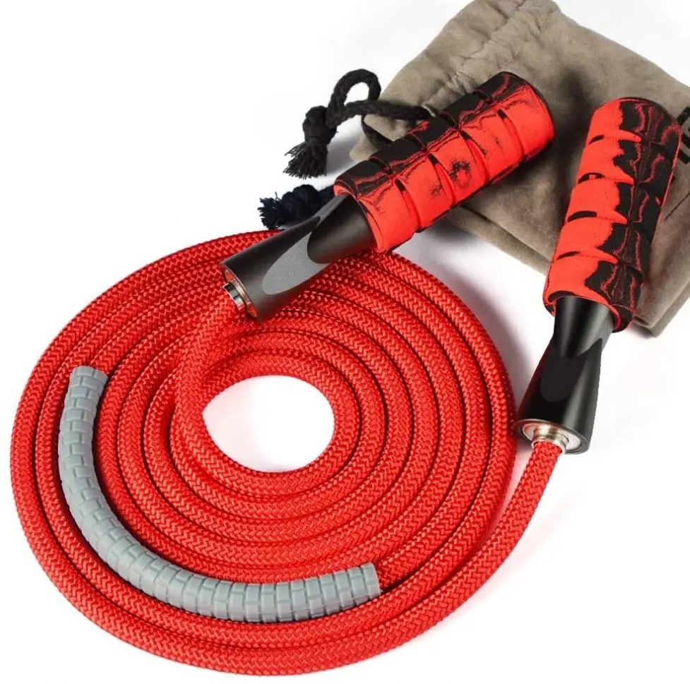 

OEM Custom Comfortable Foam Handle Adjustable Nylon Heavy Weighted Skipping Jump Rope From China, Blue, grey, red