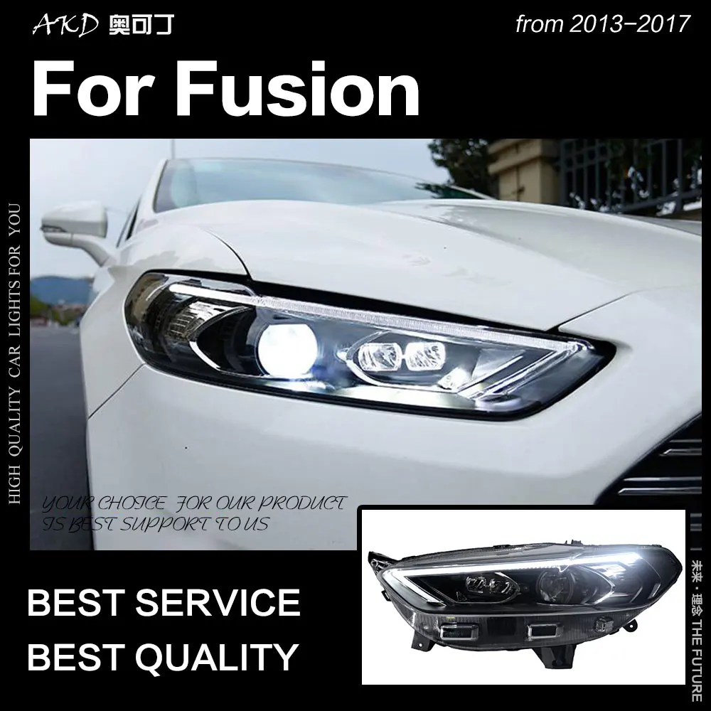 AKD Car Styling Head Lamp for Fusion LED Headlight 2013-2016 headlights for Mondeo Bi Xenon Hid LED High Beam DRL Dynamic Signal