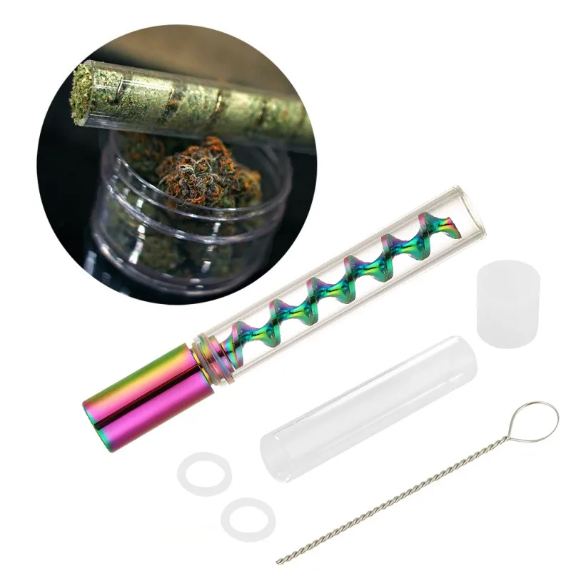 

Portable Glass Pipe for Smoking Detachable Twisty Spiral Vapor Pipe Ceramic Core Metal Tobacco Pipe for CBD Weed Accessories, :rose gold,black,gun color,gold,silver,rainbow