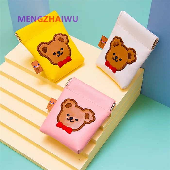 

Japan hot sale articles for daily use mini hand bags Bear earphone bag cute funny PU zipper luxury kawaii coin purse