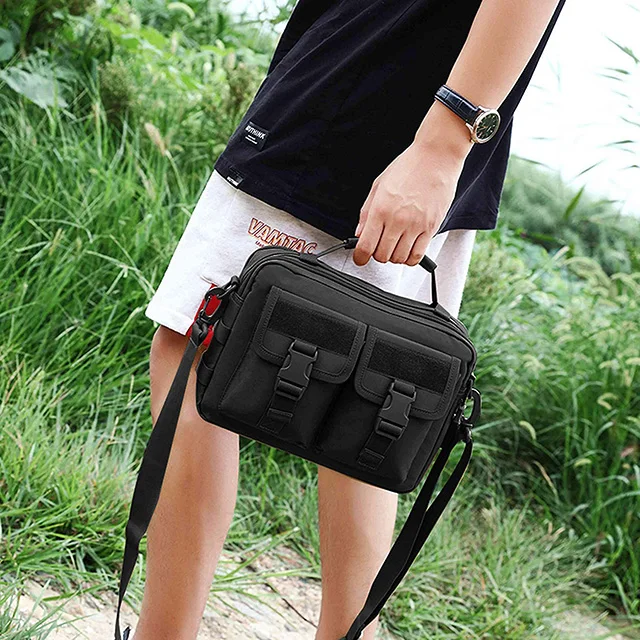 Customized   Multifunction Tactical Messenger Bag Polyester Shoulder Briefcase Handbags with USB Port