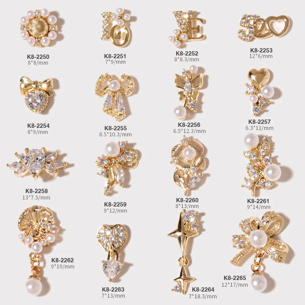 

Luxury Nail Charms AAA Zircon Butterfly Bow Knot Initial Love Rose Flower Nail Arts Finger Nail Sticker Jewelry for Women Beauty, Colorful