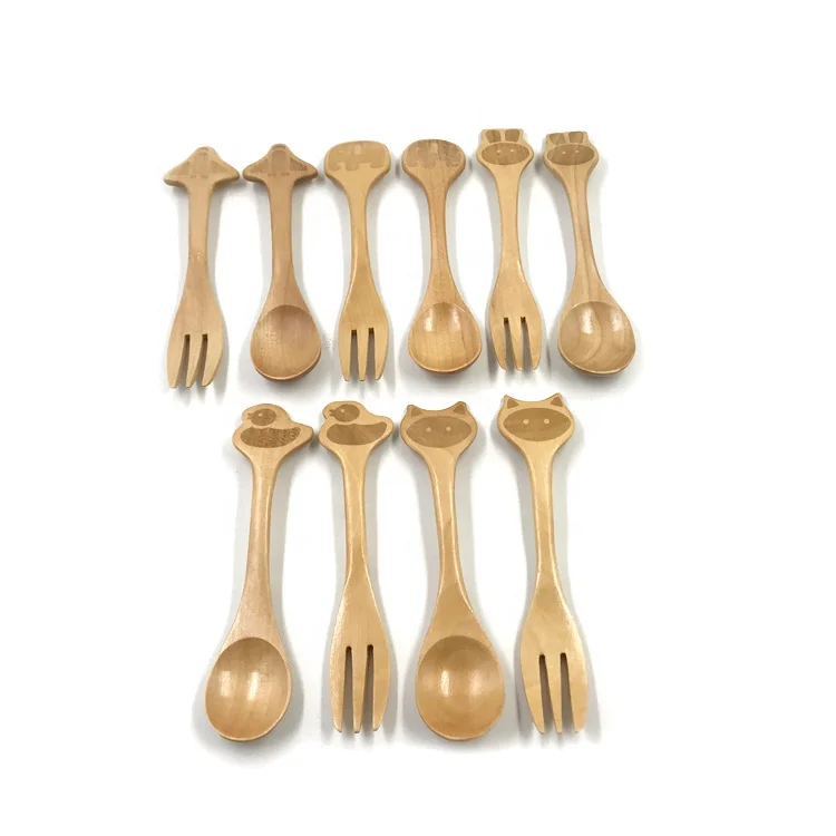 

Eco Friendly Baby Spoon and Fork Set Bamboo Wooden 2 Pack Baby Fork and Spoon Set Baby Feeding Spoons Set