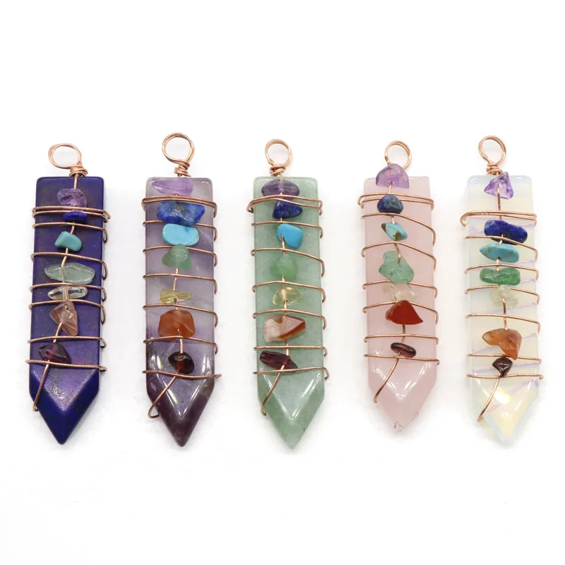 

7 chakra crystal natural crystal arrowhead shape semi gemstone finished necklace accessory