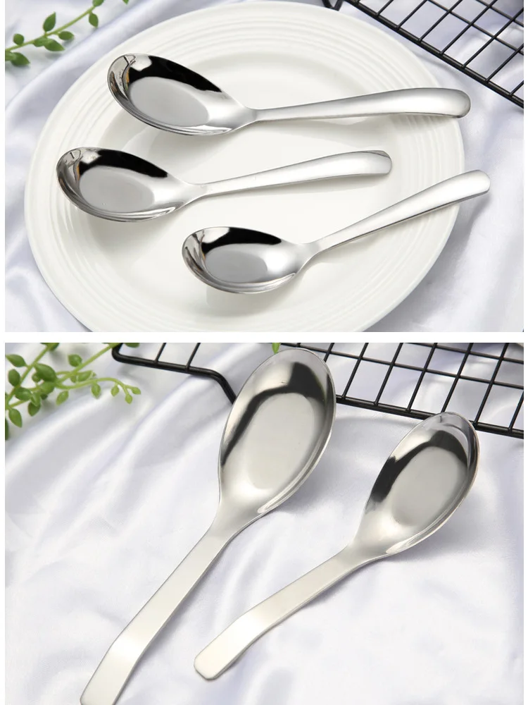 家居用品加厚平底 soup 桌不锈钢金属勺子