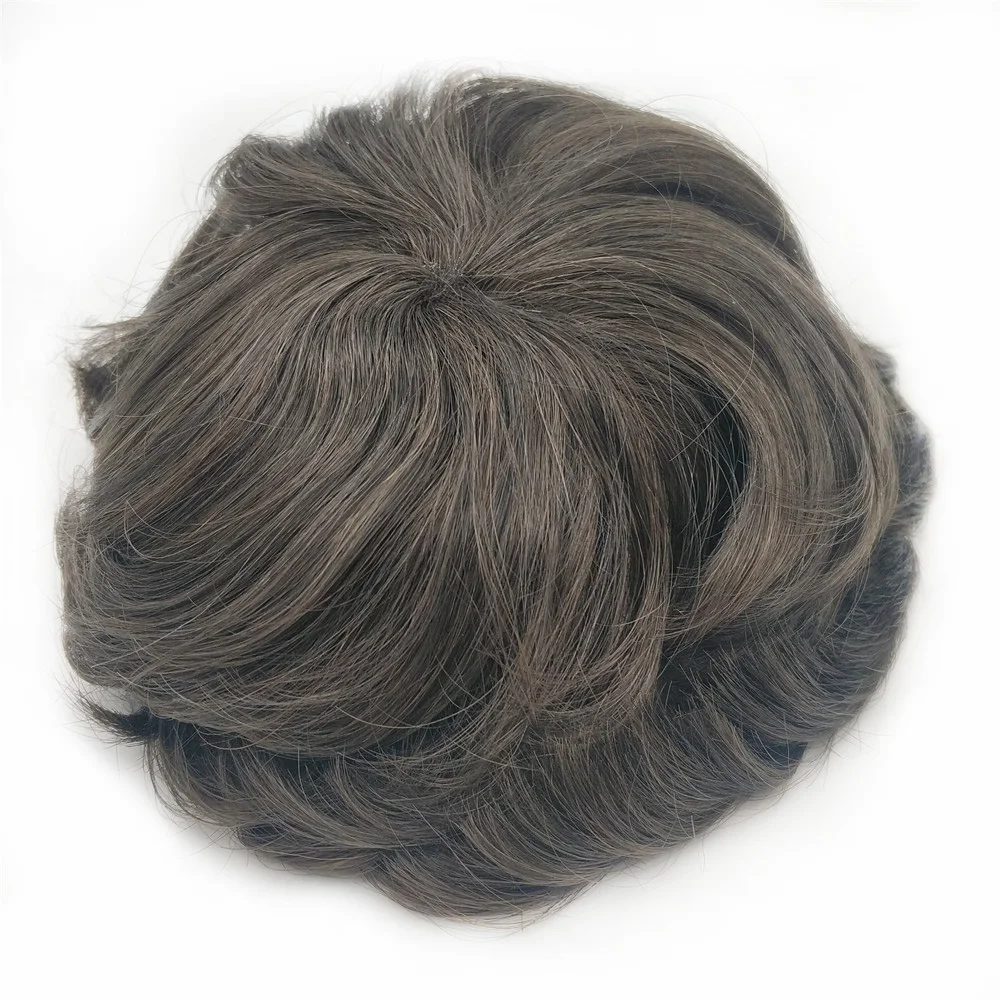 

Handsome #5 Brown Q6 Base Short Human Hair Toupee Men Wig Hair System Hair Patch For Men