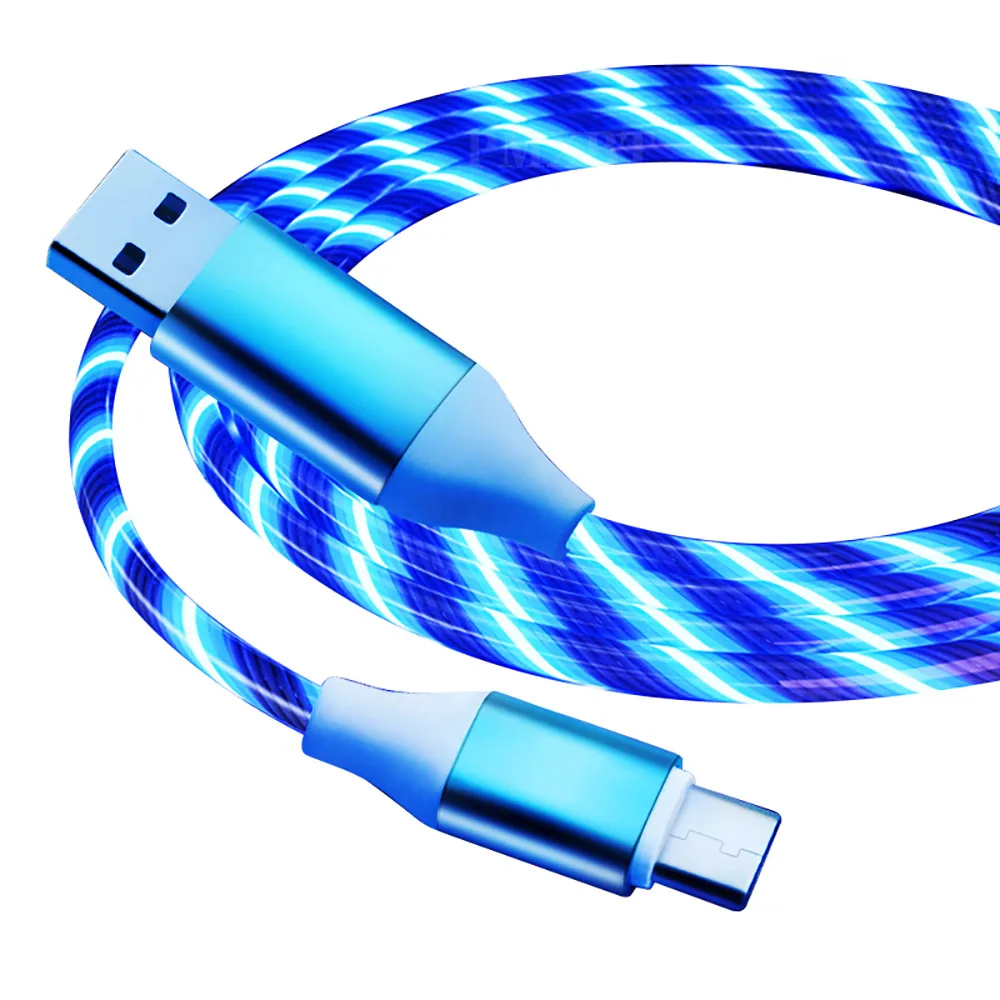 

Free Sample Micro USB or Type C LED Glowing Flowing Mobile Phone Fast Charging USB Charger Cable