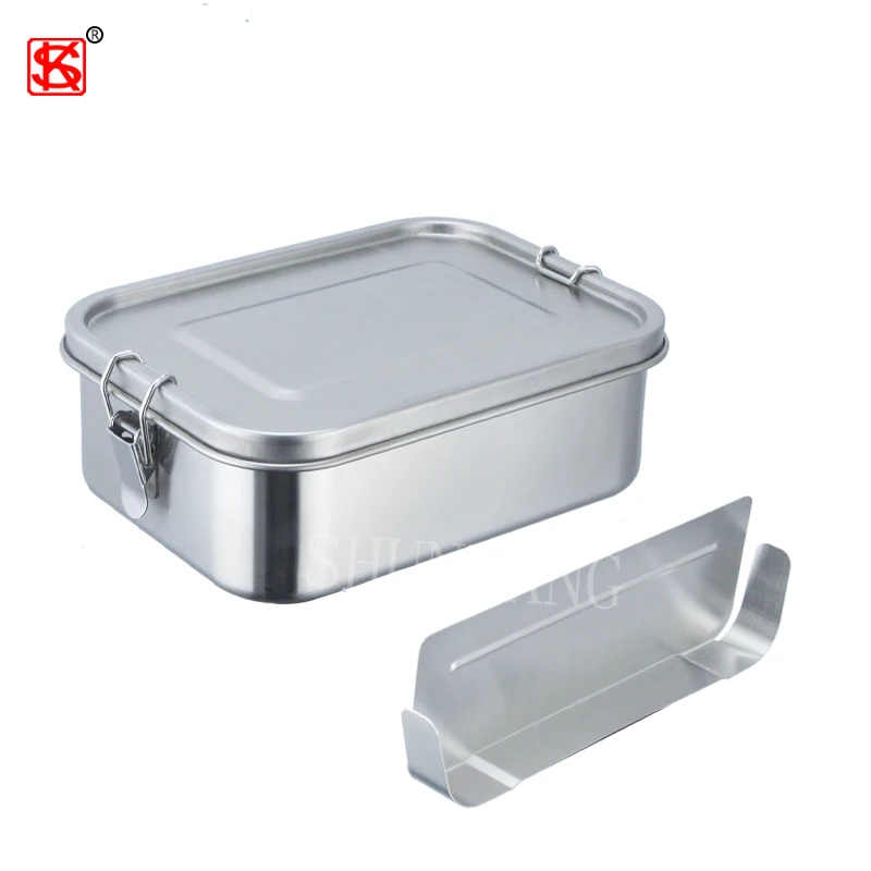 

Amazon Eco friendly BPA Free 304 stainless steel lunch box for kids leakproof bento box Rectangle snack box with lock separator