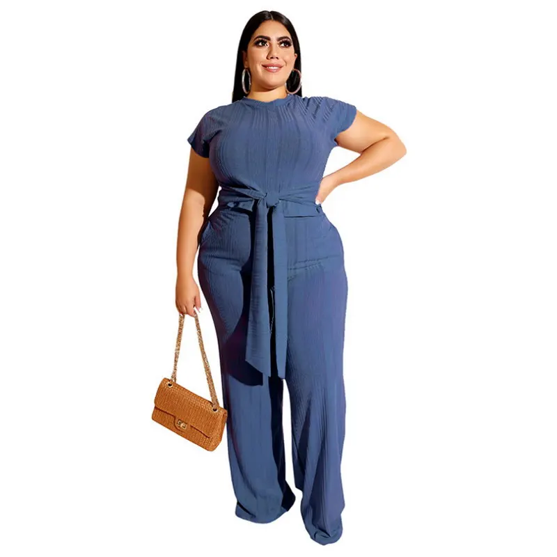 

High Quality Straight Pants Solid Color Fashion Casual Mid Sleeve T-shirt Tight Sexy Women Two Pieces Set, As picture