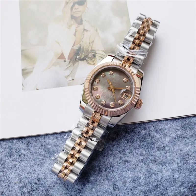 

ROL diamond bezel case glossy dial luxury lady mechanical watch, 1color