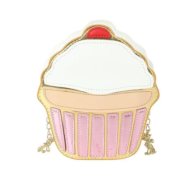 

Cartoon Kids Ice Cream Cupcake Mini Bags PU Leather  Chain Crossbody Shoulder Messenger Bag, Multicolor