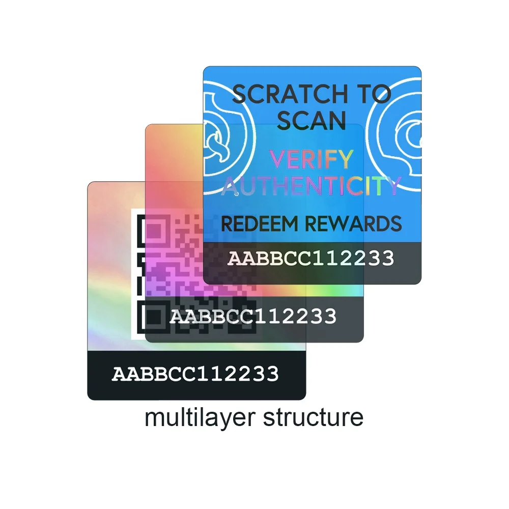 

custom transfer sticker printer qr code traceable hologram labels security seal void scratch off QR code Customizable