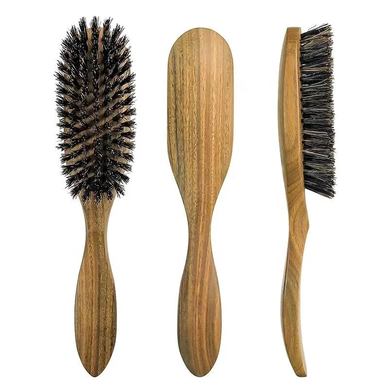 

New Arrival Customized Logo eco-friendly Green Sandalwood Premium Boar Bristle Hair Beard Brush