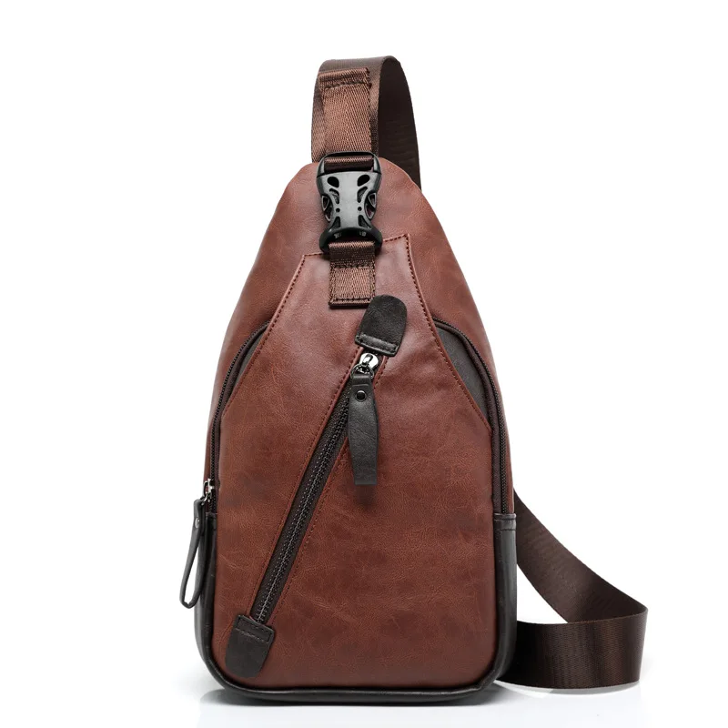 

Men's Chest Pack Crossbody Bag Luxury Design Durable PU Leather Phone Shoulder Bags WaterProof Fashion Travel bag, Blue,black,brown