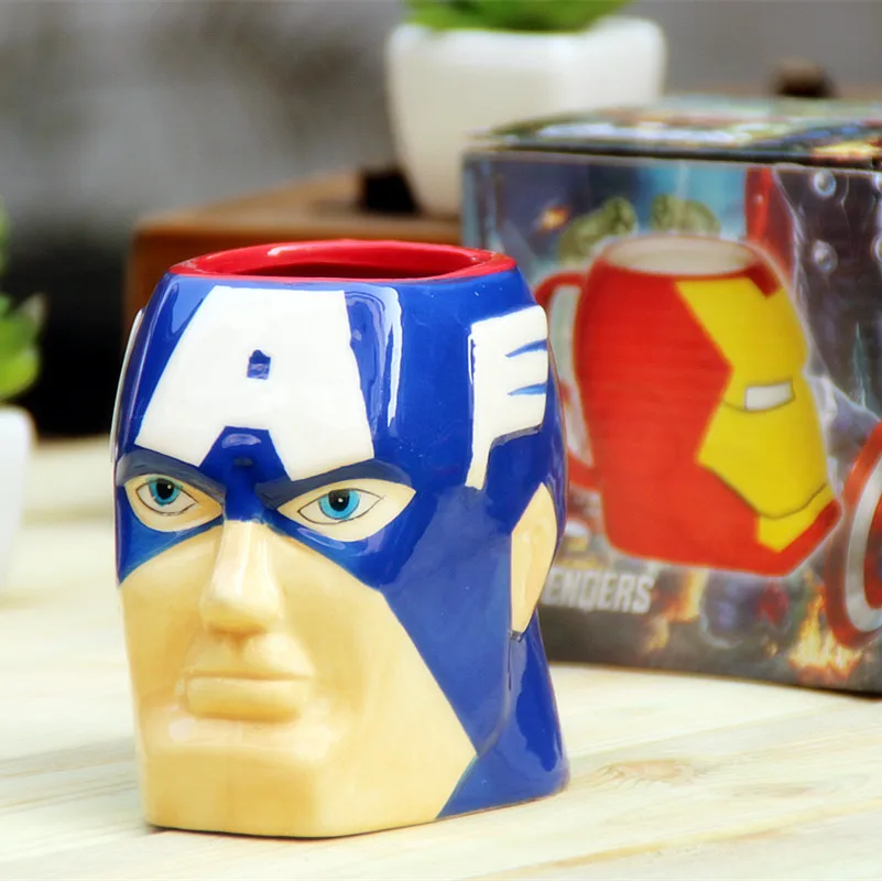 

Wholesale Cartoon 3D Spider-Man The Avengers Ceramic Cup Coffee Mug Heroes Hulk Shaped Captain American Ceramic Gift Cup Mugs, As picture