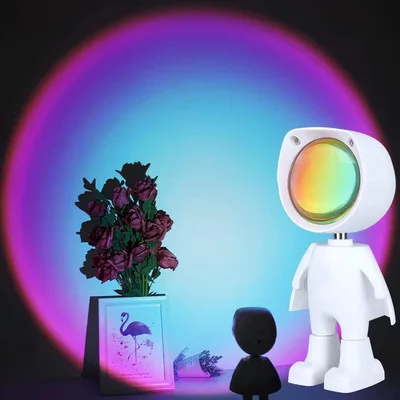 

Robot Atmosphere Light 360 degree Adjustable USB charging Rainbow Sunset Lamp Projector Robot Sunset Lamp